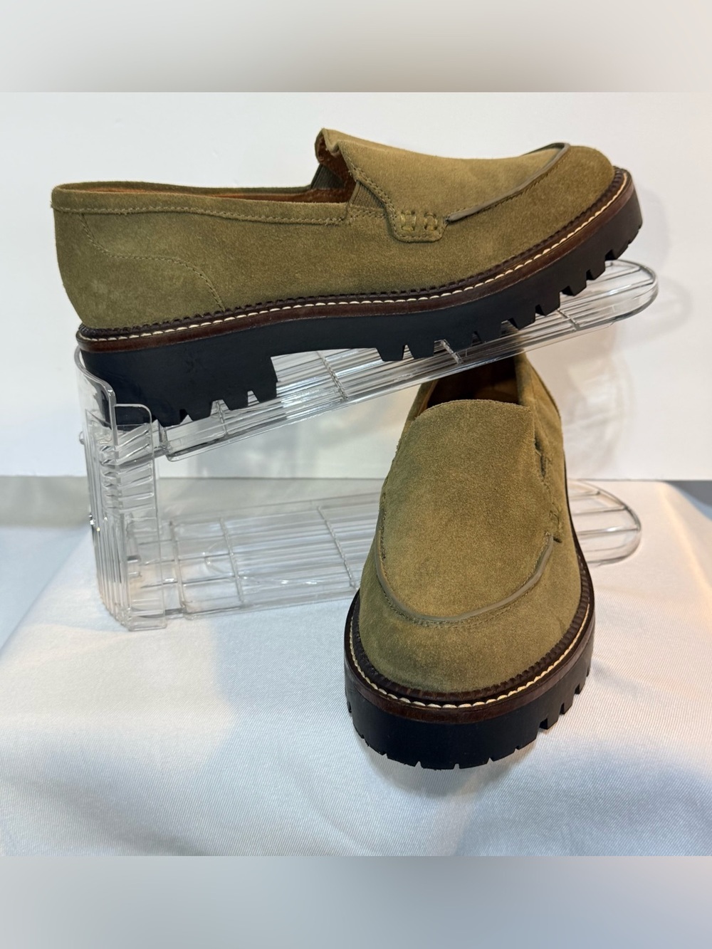 Lug Sole Loafers Caslon Olive Green Suede Slip On Shoes Women’s 8.5 - Picture 3 of 6